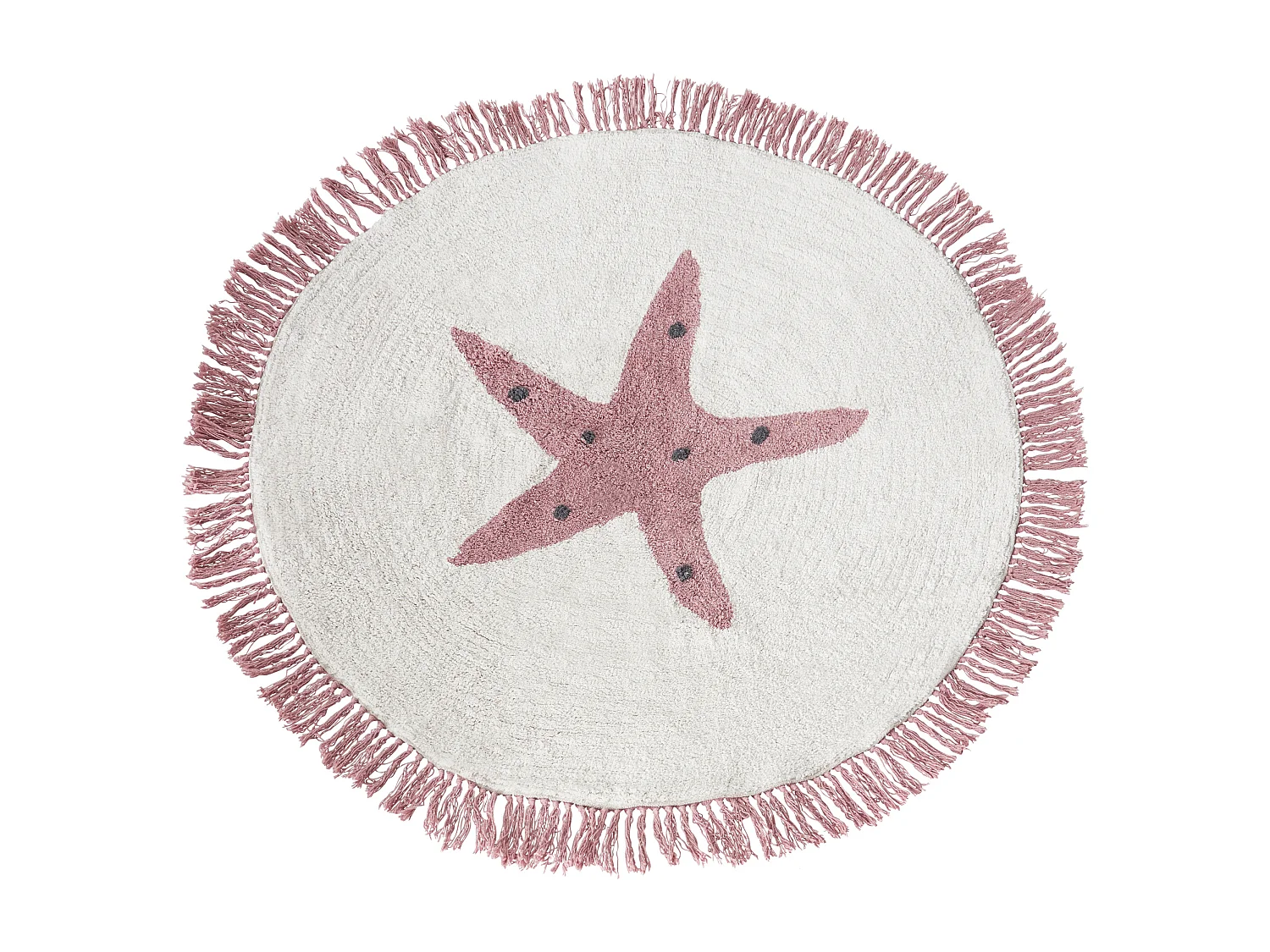 Teppich Baumwolle creme weiß / rosa rund ⌀ 120 cm Sternemuster für Kinder Stars