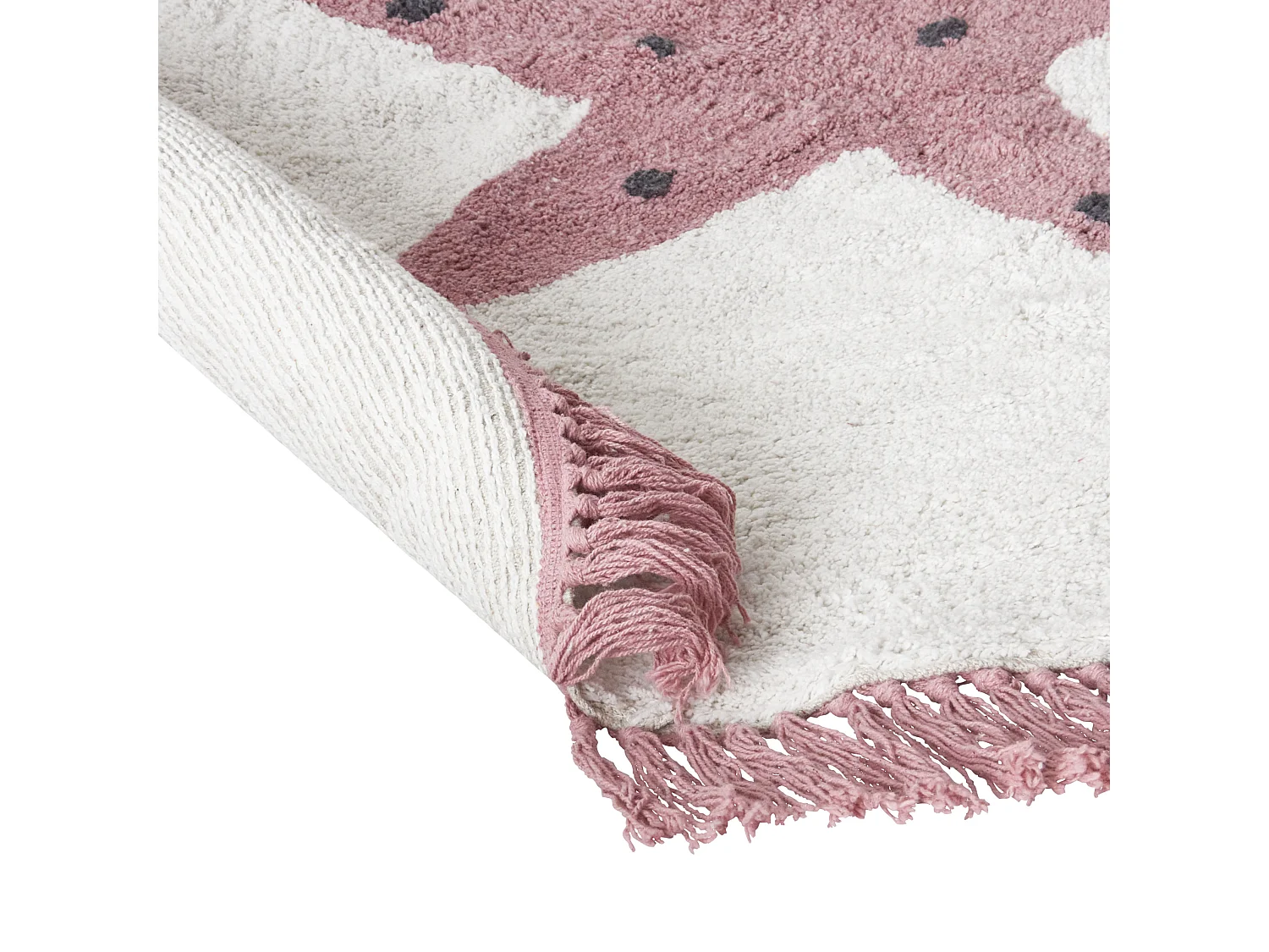 Teppich Baumwolle creme weiß / rosa rund ⌀ 120 cm Sternemuster für Kinder Stars