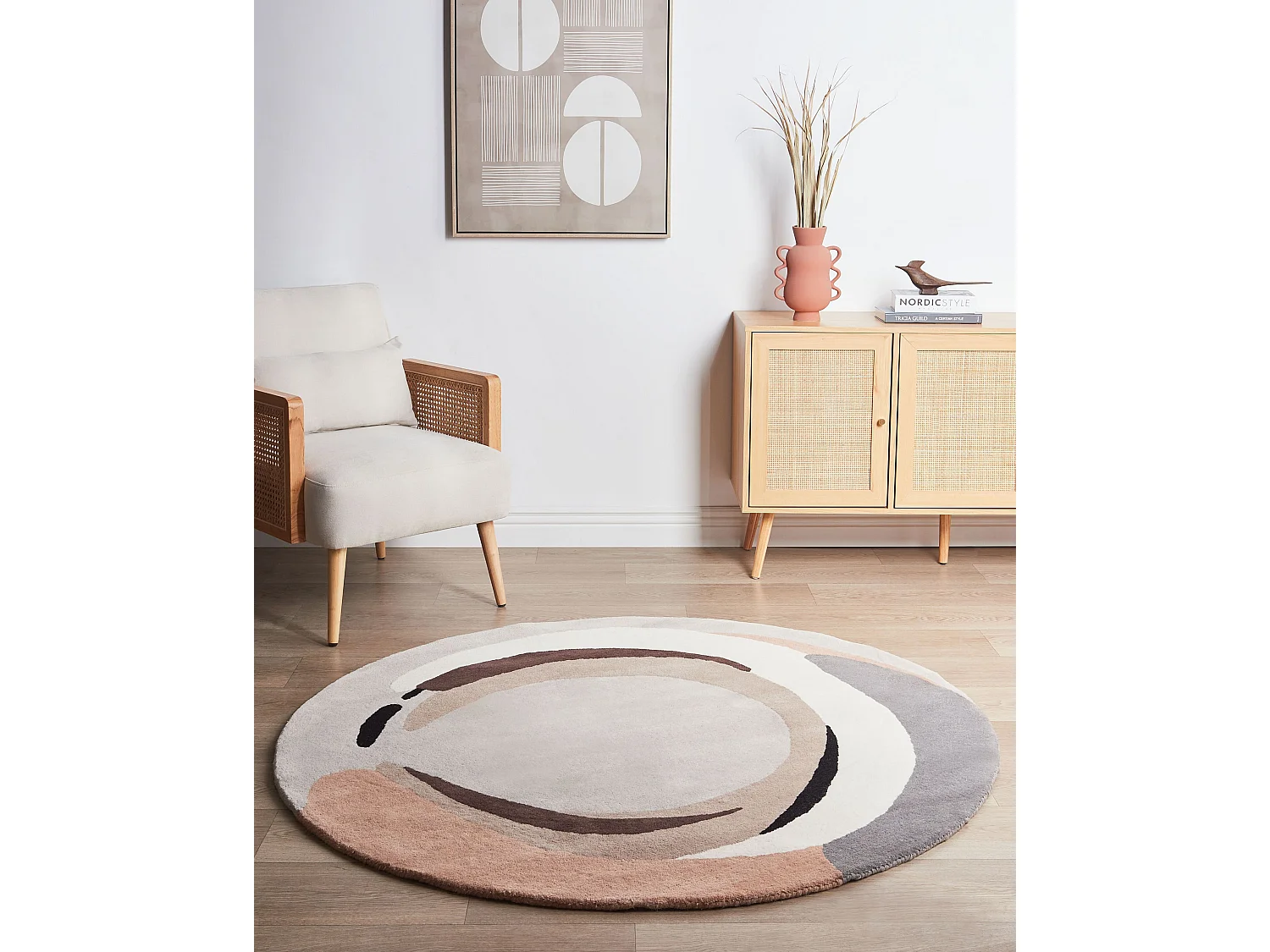 Teppich Wolle mehrfarbig ⌀ 140 cm SARGODHA