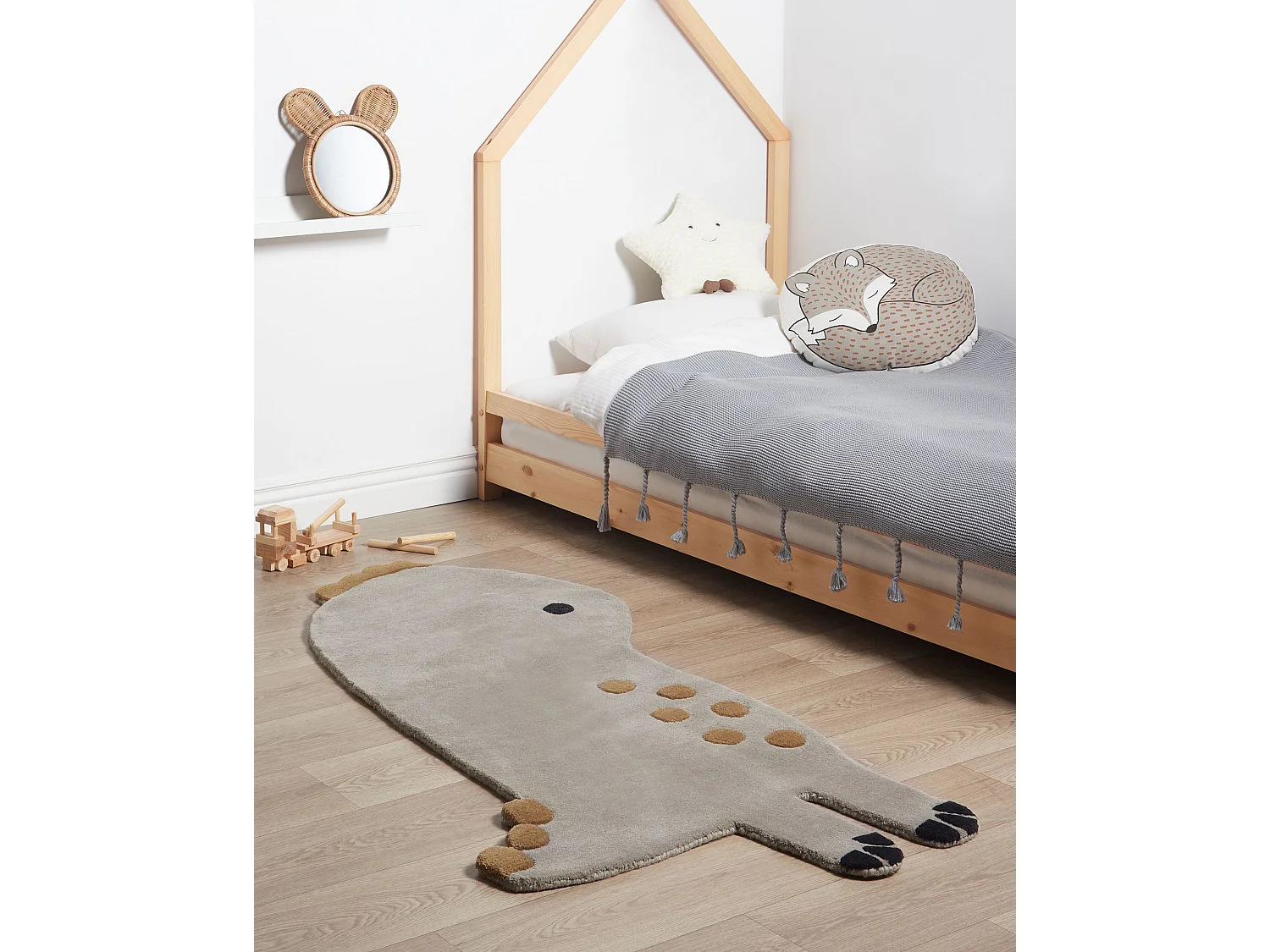 Vloerkleed wol grijs 100 x 160 cm DINO