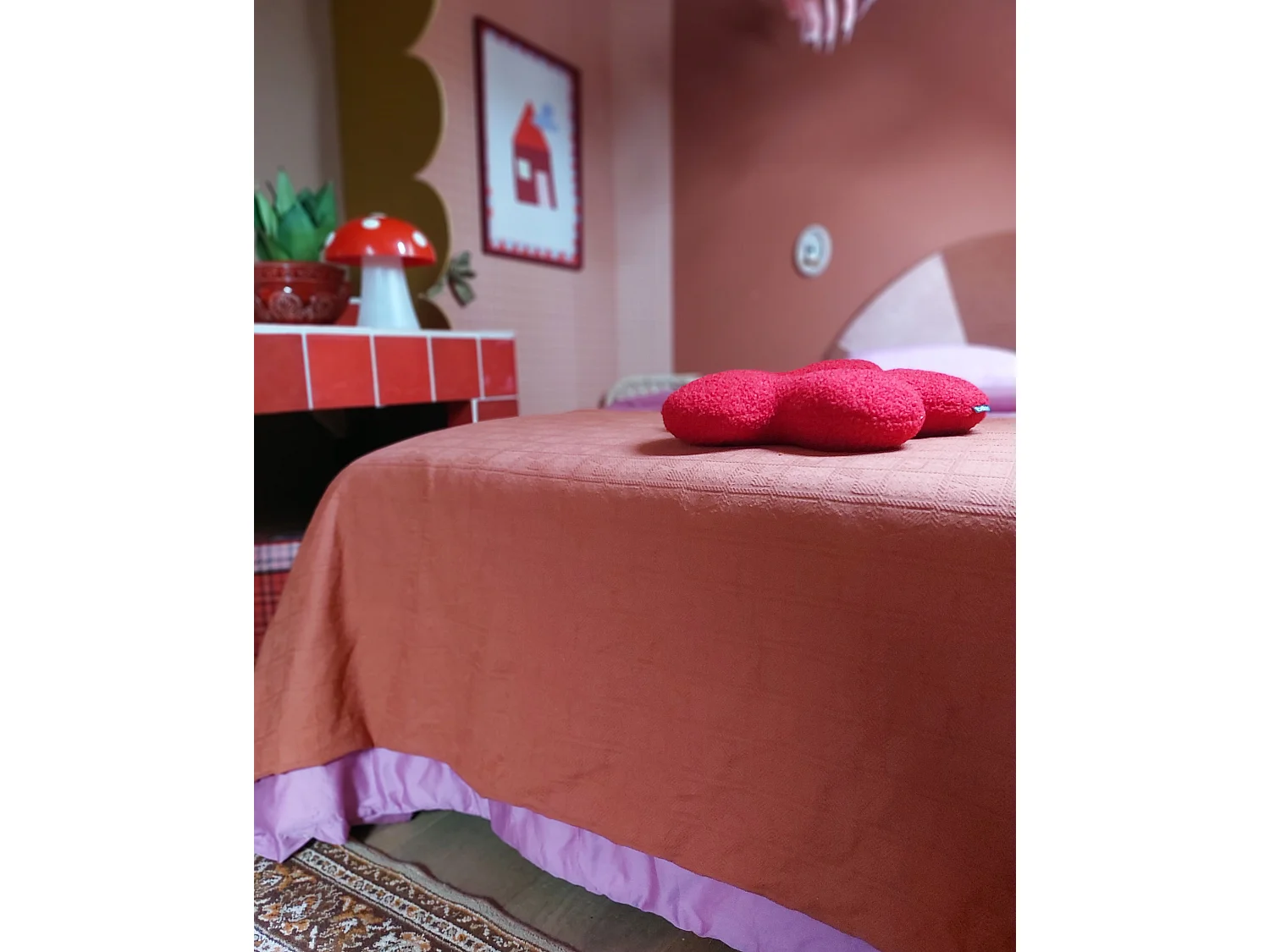 Couvre-lits MARAKA Coton 200 x 220 cm Rouge clair