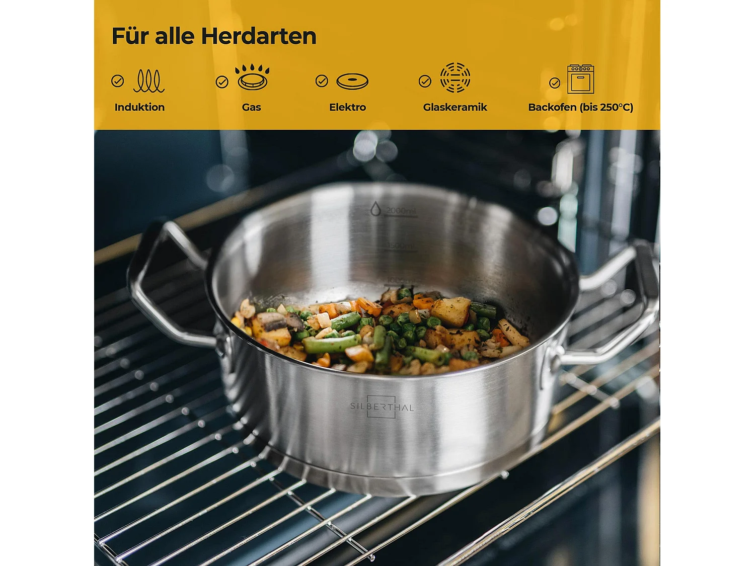 SILBERTHAL Kochtopf Induktion 20 cm - Edelstahl -