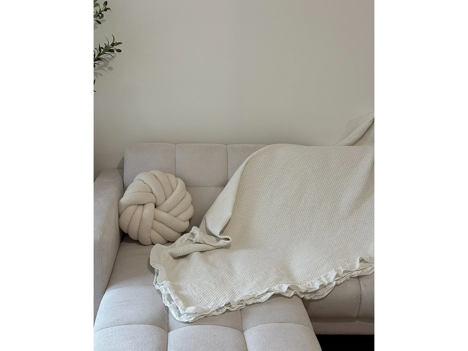 Couvre-lits HATTON Coton 200 x 220 cm Blanc cassé