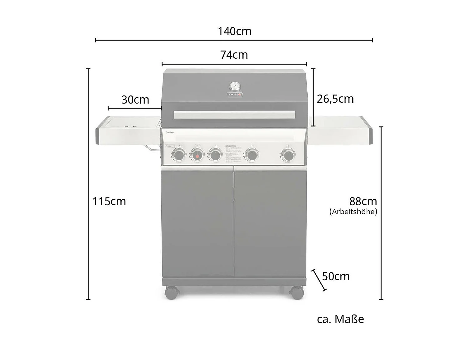 GASGRILL BLACK 4+1 4 Brenner