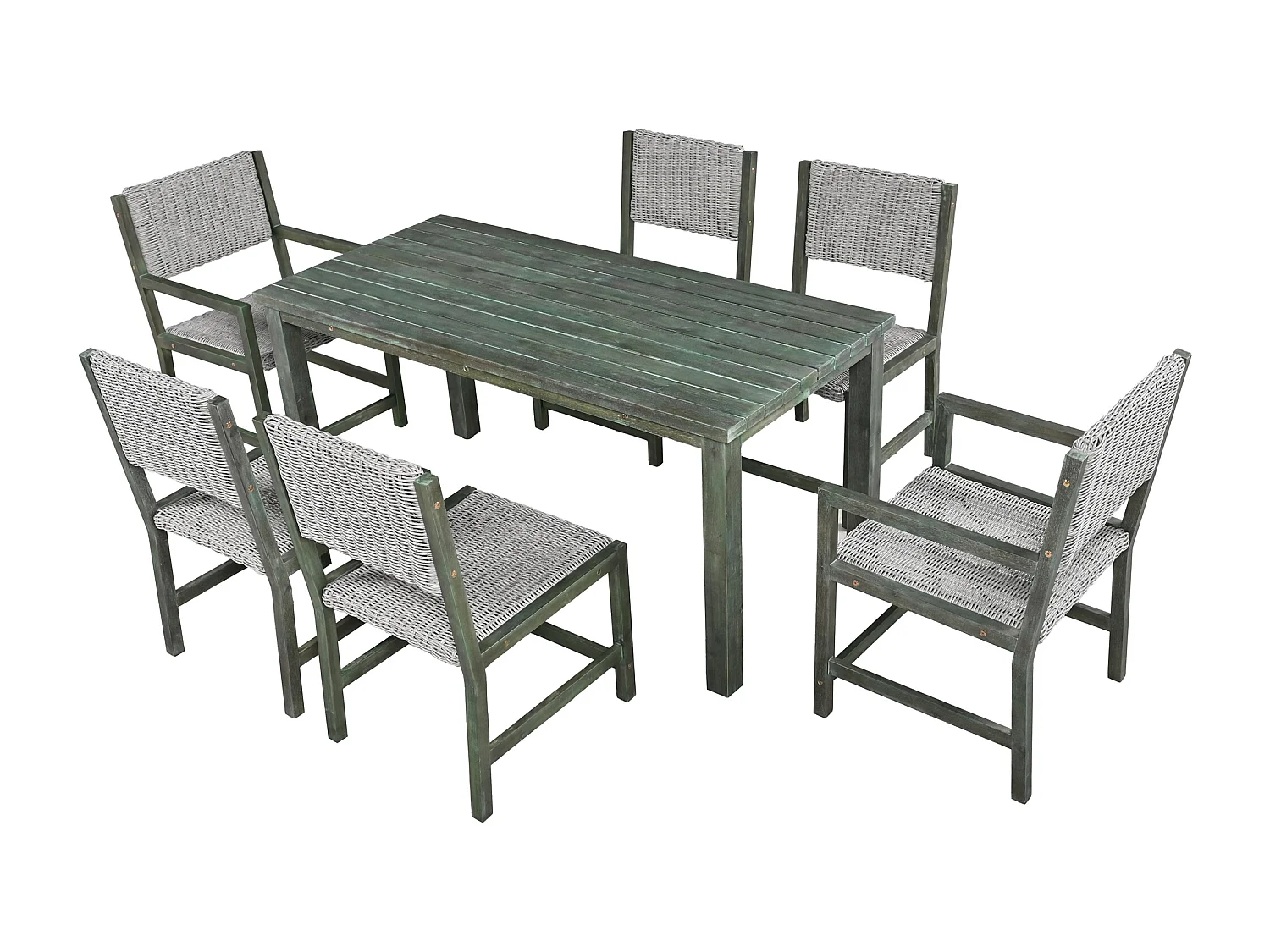 Ensemble de 7 tables à manger en plein air pour 6 personnes, meubles de jardin en rotin PE, table et chaises en bakélite d'arbre arabe