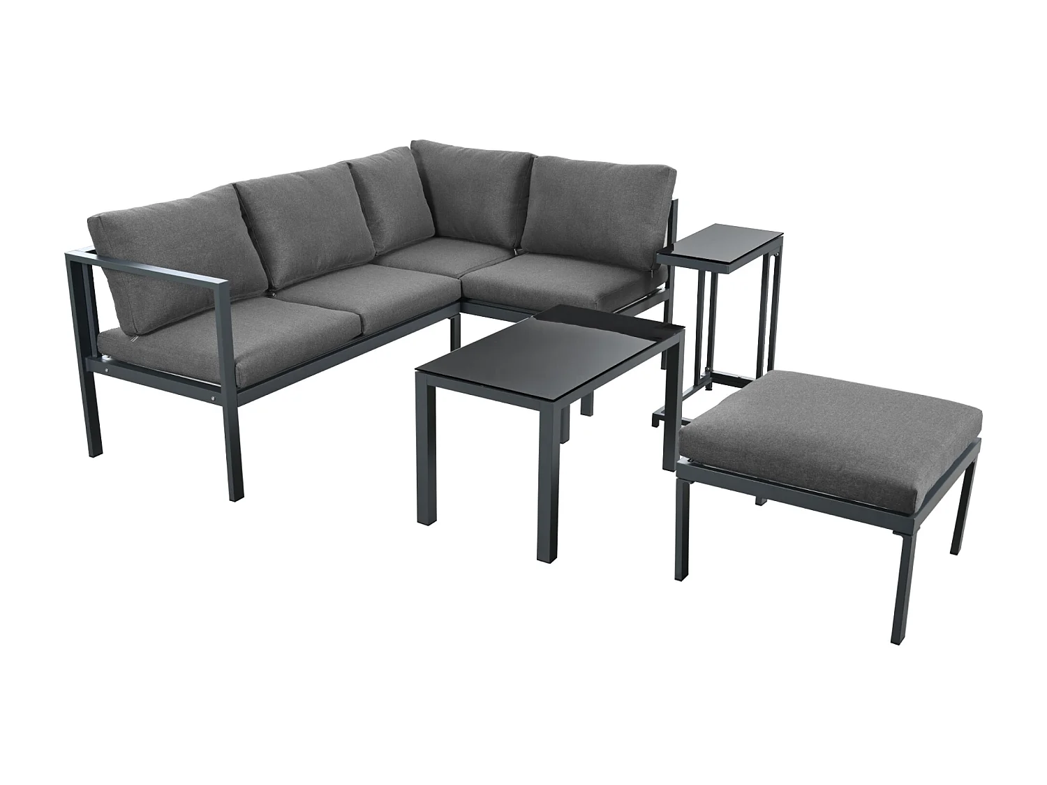 Ensemble de fauteuils de salon de jardin en aluminium pour 6 - 8 personnes, résistant aux intempéries, set de 5, y compris tous les coussins