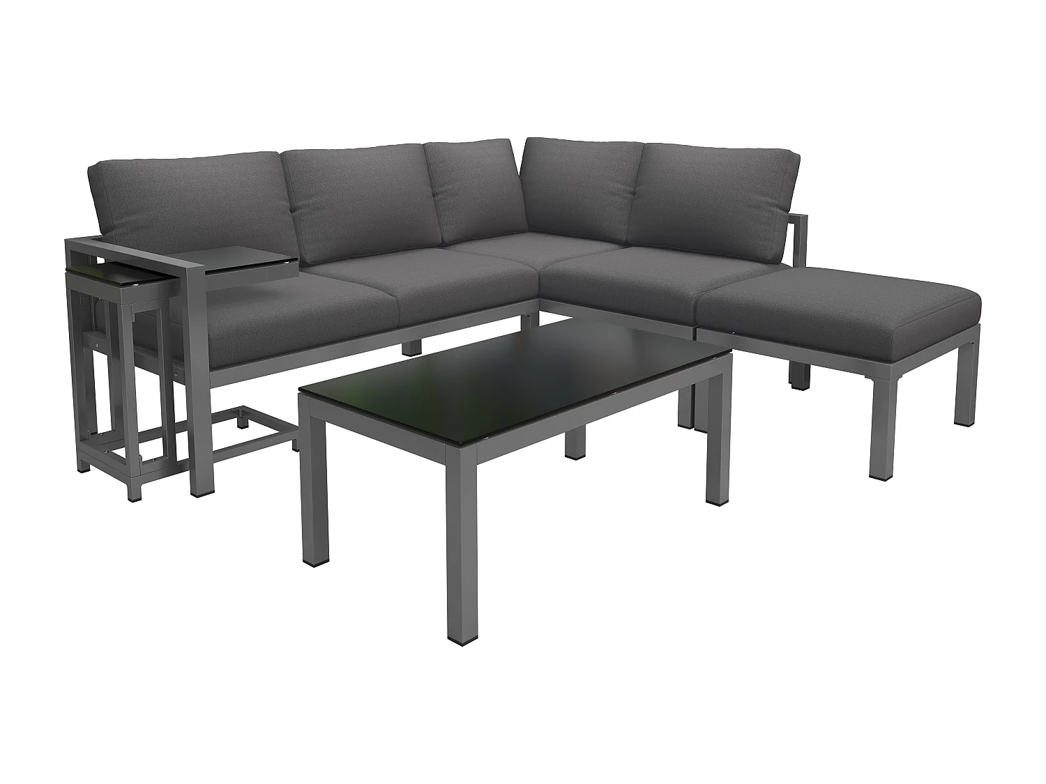 Ensemble de fauteuils de salon de jardin en aluminium pour 6 - 8 personnes, résistant aux intempéries, set de 5, y compris tous les coussins