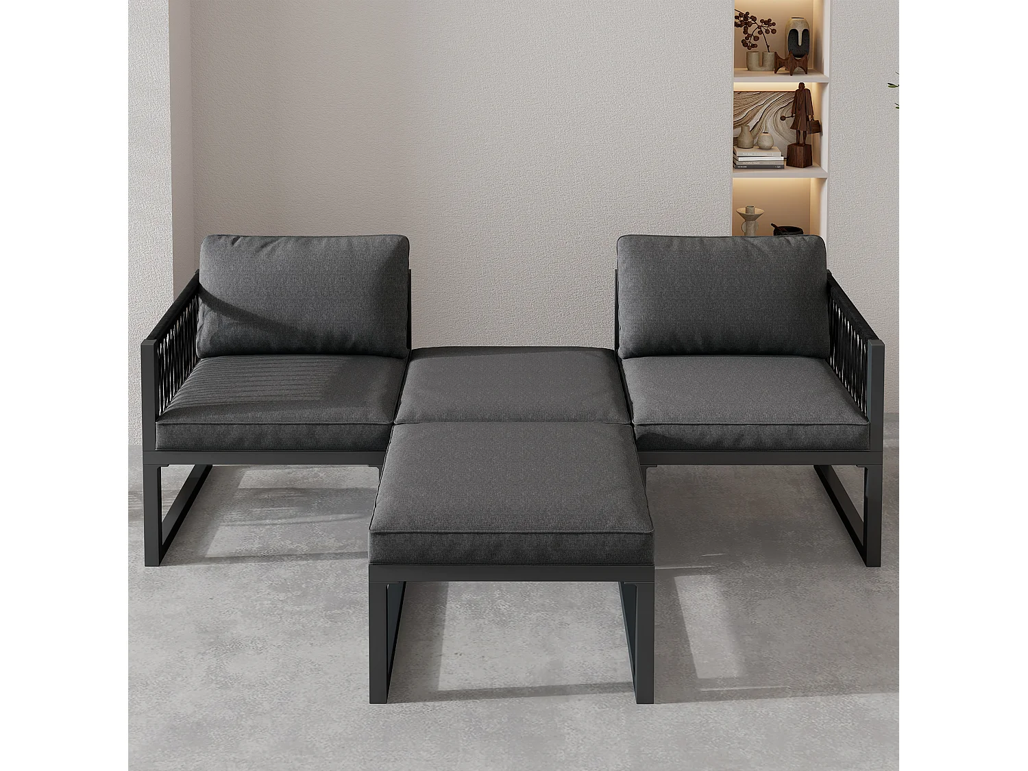 Ensemble de salon de jardin en aluminium, ensemble de meubles de terrasse. 2 canapés, 2 repose - pieds, différentes combinaisons, réglables