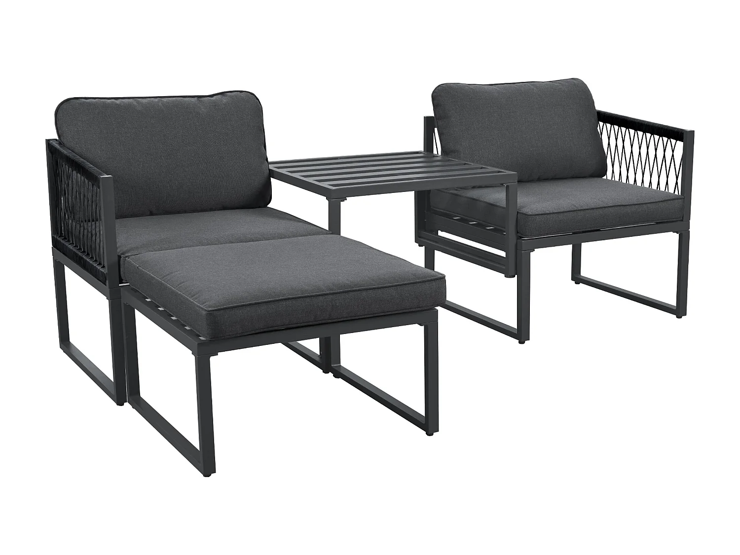 Ensemble de salon de jardin en aluminium, ensemble de meubles de terrasse. 2 canapés, 2 repose - pieds, différentes combinaisons, réglables