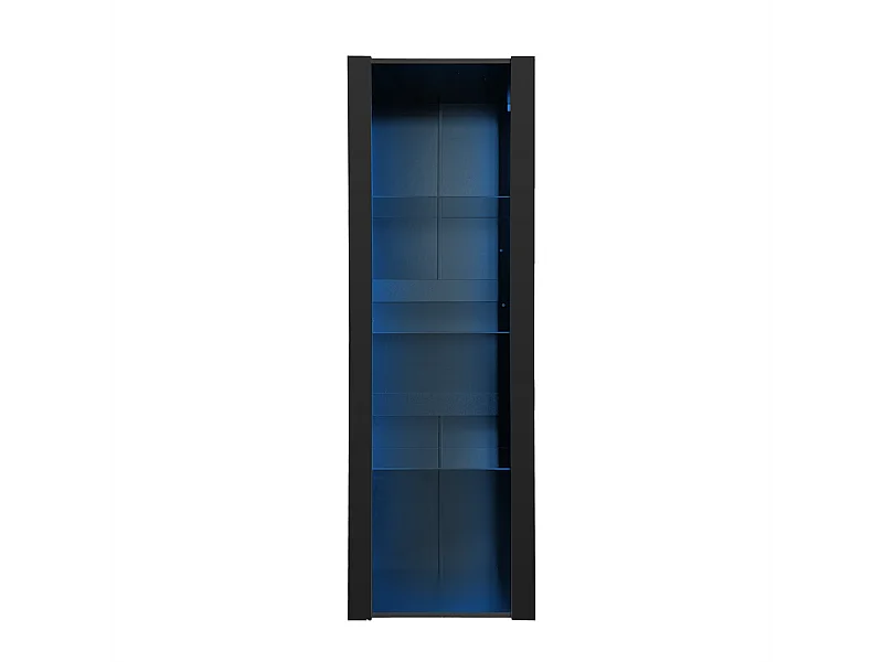 Vitrine noire avec éclairage LED, 3 compartiments en verre, 55 * 38 * 166cm,