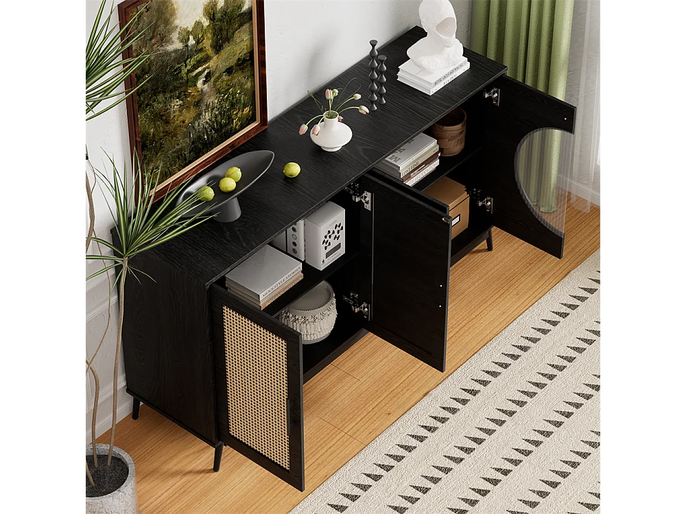 Panneau latéral de porte en verre de rotin, porte semi - circulaire, meubles de rangement de haute qualité