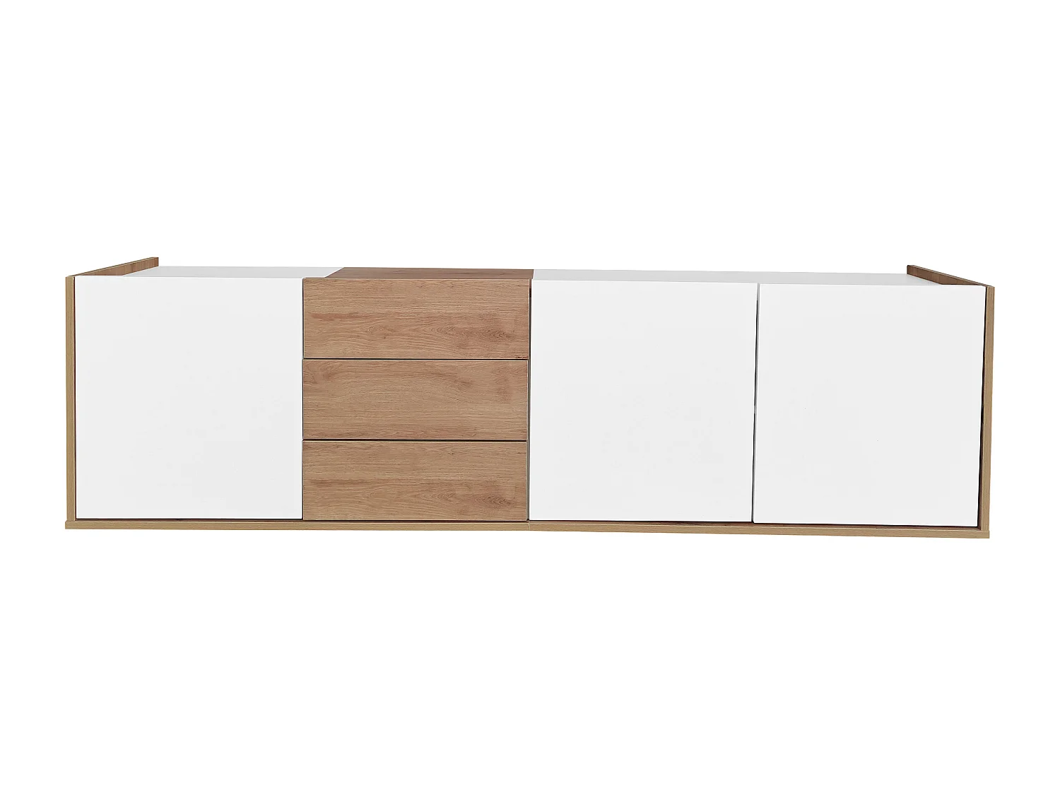 Cama acolchoada para adulto 180 x 353 cm, sem cabeceira, com faixa LED (monocromática), base com suspensão hidráulica, bege.
