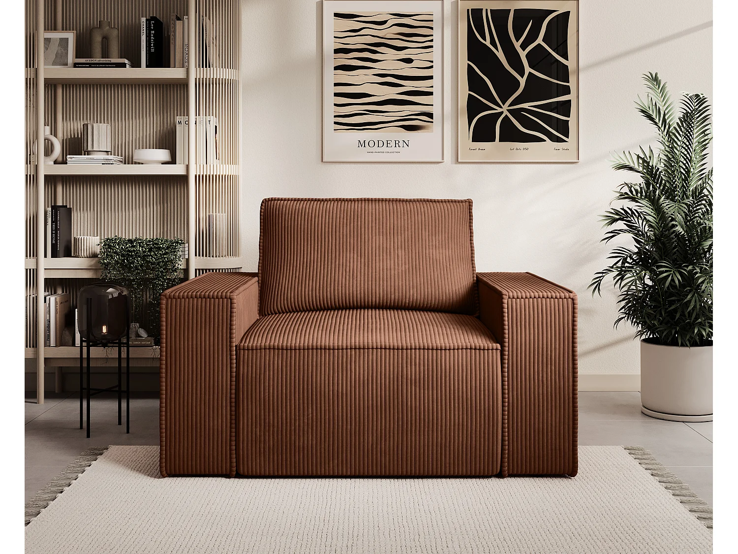 Sessel - Cord - Terracotta dunkel - AMELIA