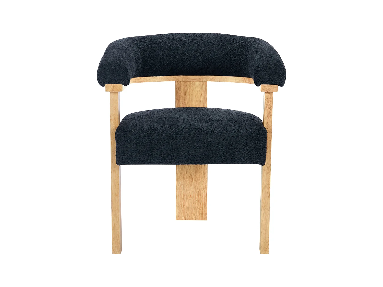Silla con reposabrazos en tejido bouclé y madera de hévea - Negro y natural - LIVELIA de Pascal MORABITO