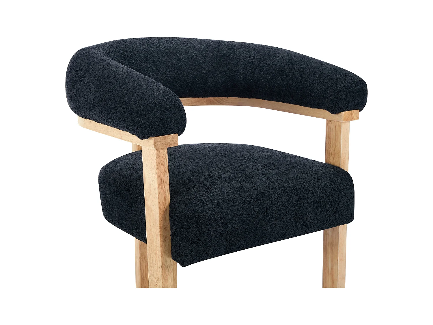 Silla con reposabrazos en tejido bouclé y madera de hévea - Negro y natural - LIVELIA de Pascal MORABITO