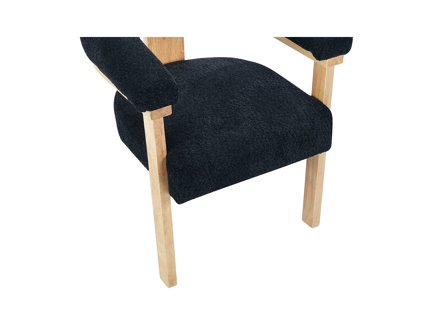 Silla con reposabrazos en tejido bouclé y madera de hévea - Negro y natural - LIVELIA de Pascal MORABITO