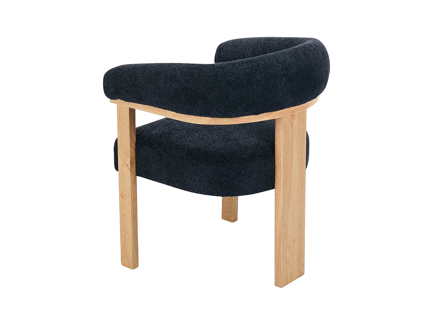 Silla con reposabrazos en tejido bouclé y madera de hévea - Negro y natural - LIVELIA de Pascal MORABITO