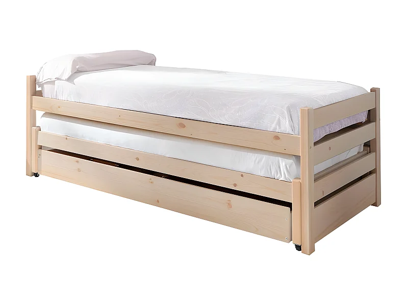 Cama nido triple madera blanco lavado 90x200 cm
