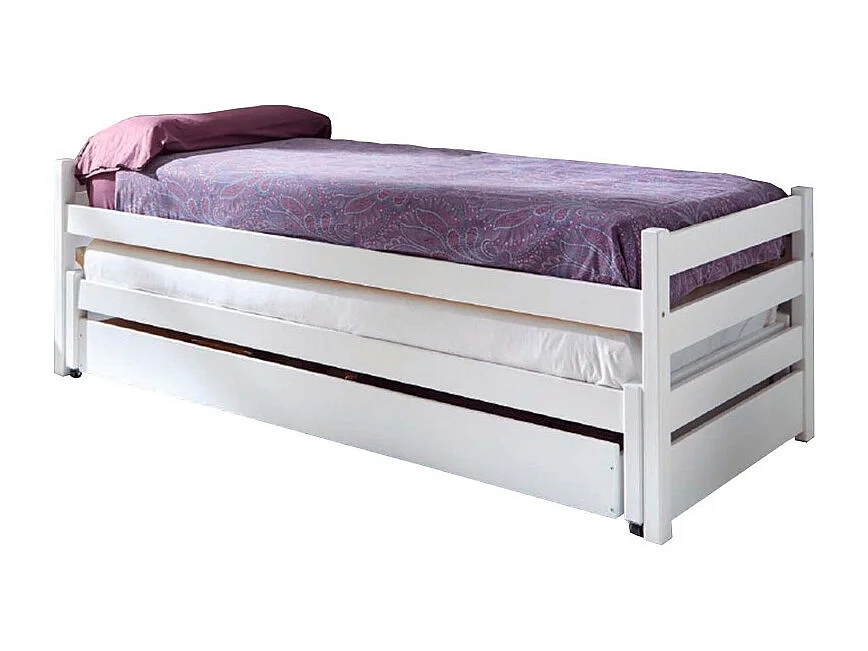 Cama nido tripla em madeira branca 90x200 cm