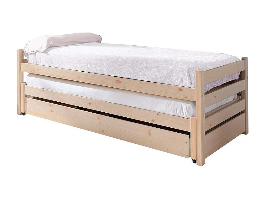 Cama nido tripla em madeira branca 90x200 cm