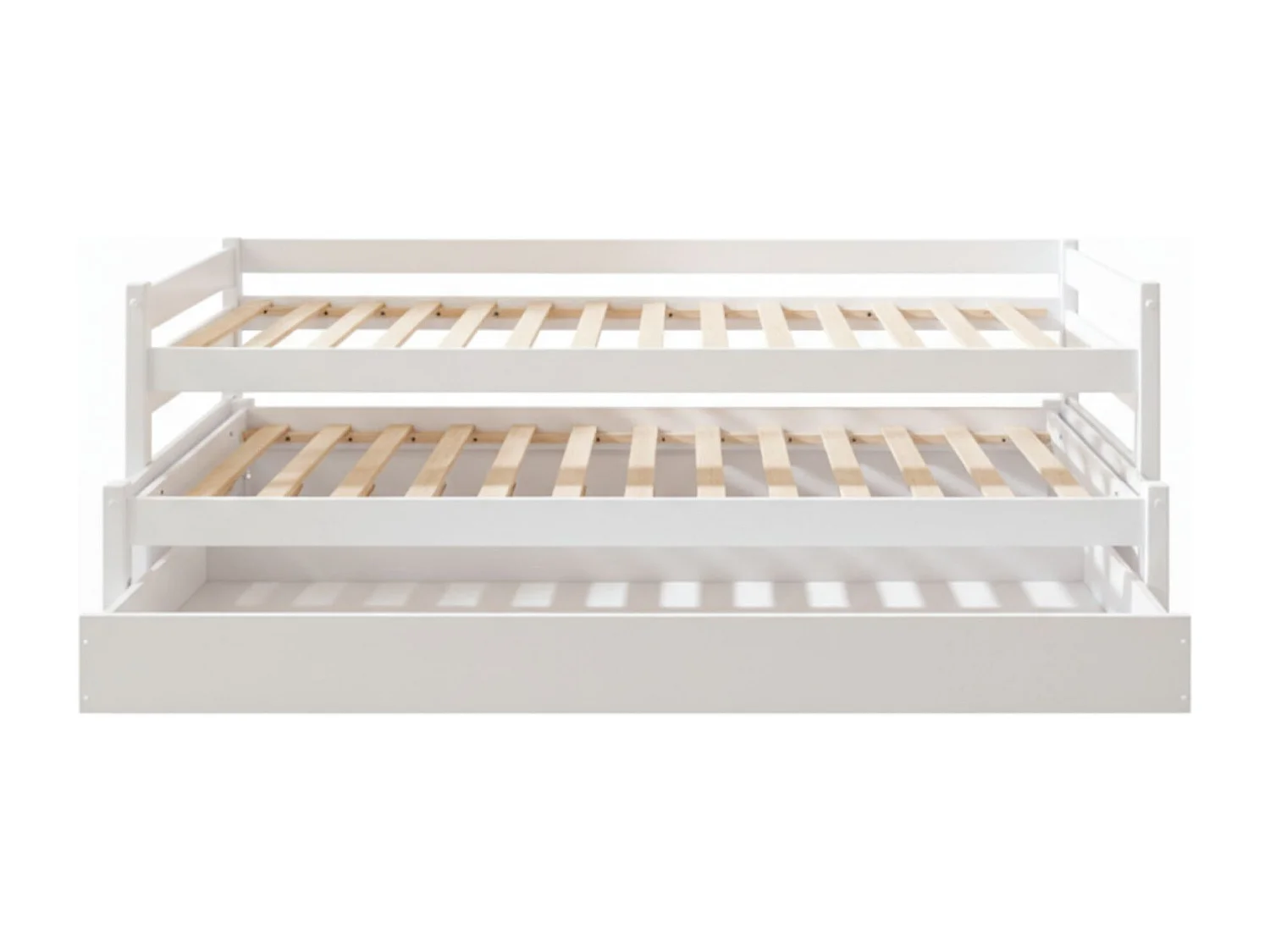 Dreierbett aus Holz, weiß 90x200 cm