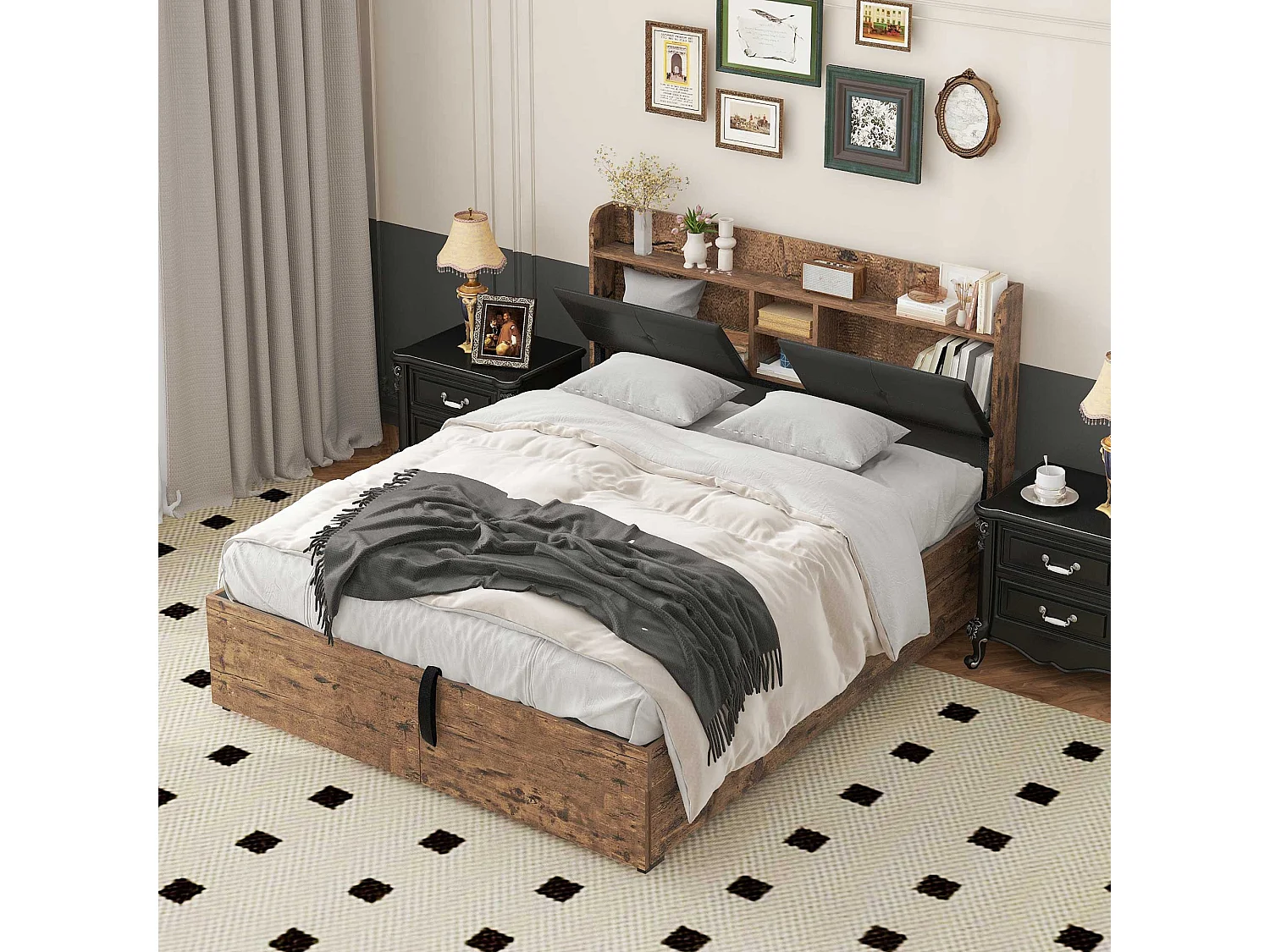 Cama acolchoada para adulto 180 x 1138 cm, sem cabeceira, com faixa LED (monocromática), base com suspensão hidráulica, bege.