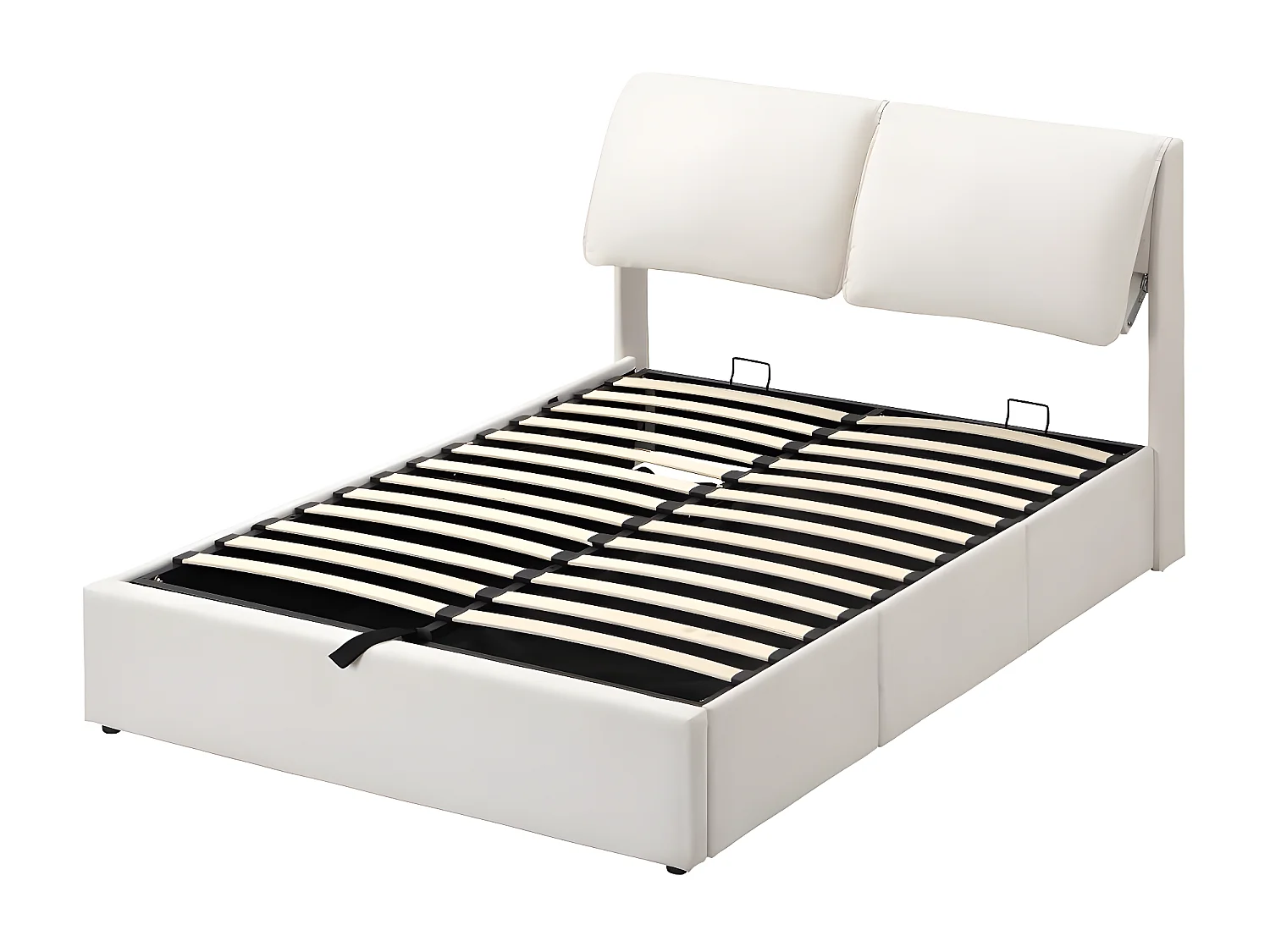 Cama acolchoada para adulto 180 x 1221 cm, sem cabeceira, com faixa LED (monocromática), base com suspensão hidráulica, bege.