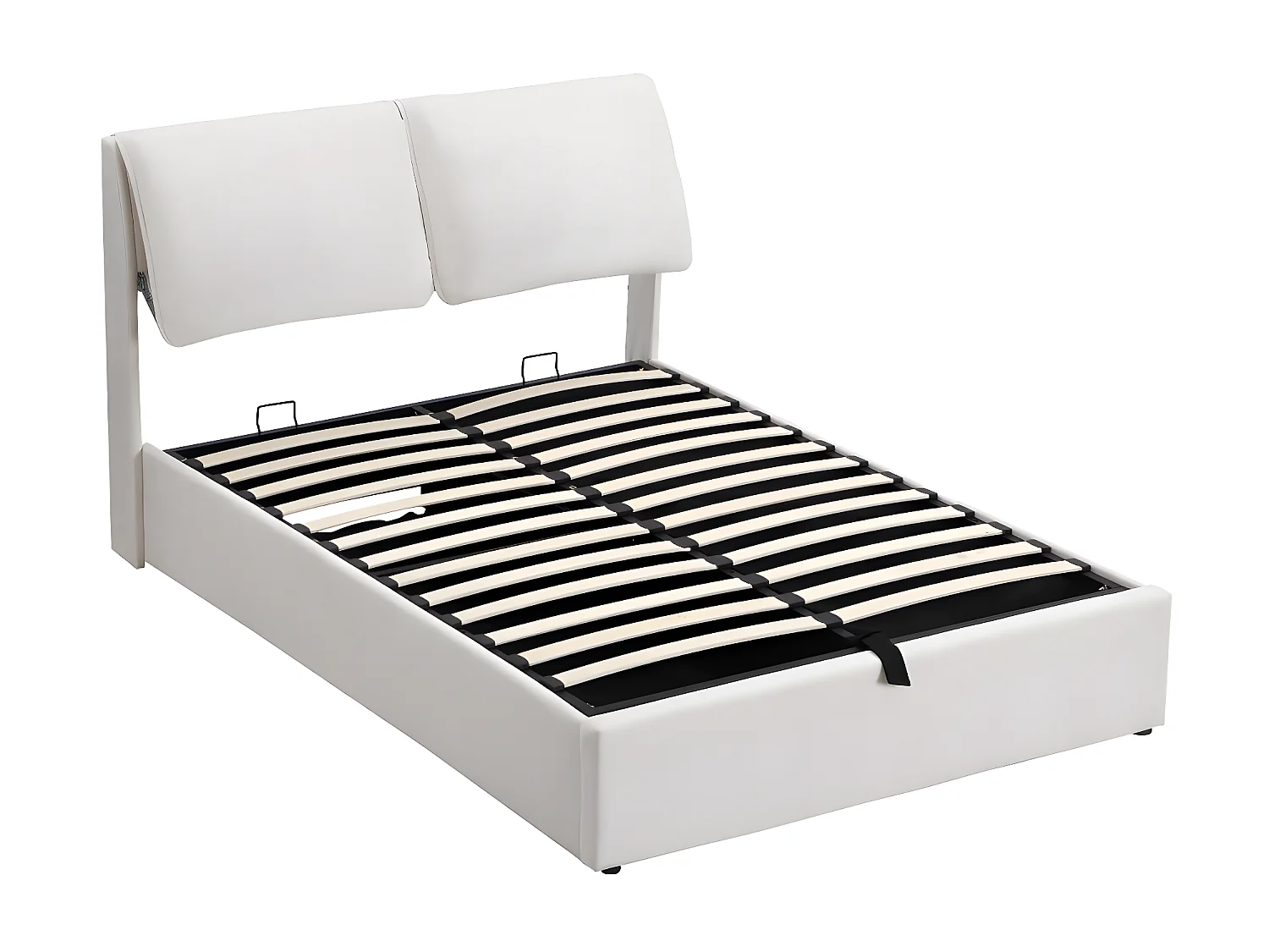 Cama acolchoada para adulto 180 x 1221 cm, sem cabeceira, com faixa LED (monocromática), base com suspensão hidráulica, bege.