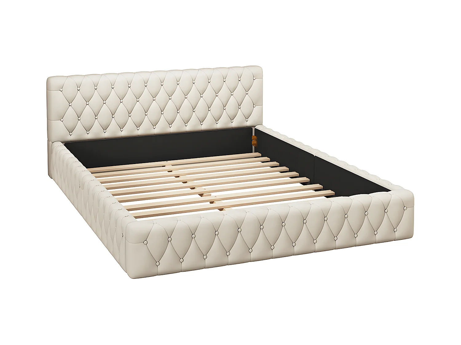 Lit rembourré 140 x 200 cm, en velours doux pour la peau, couleur blanc