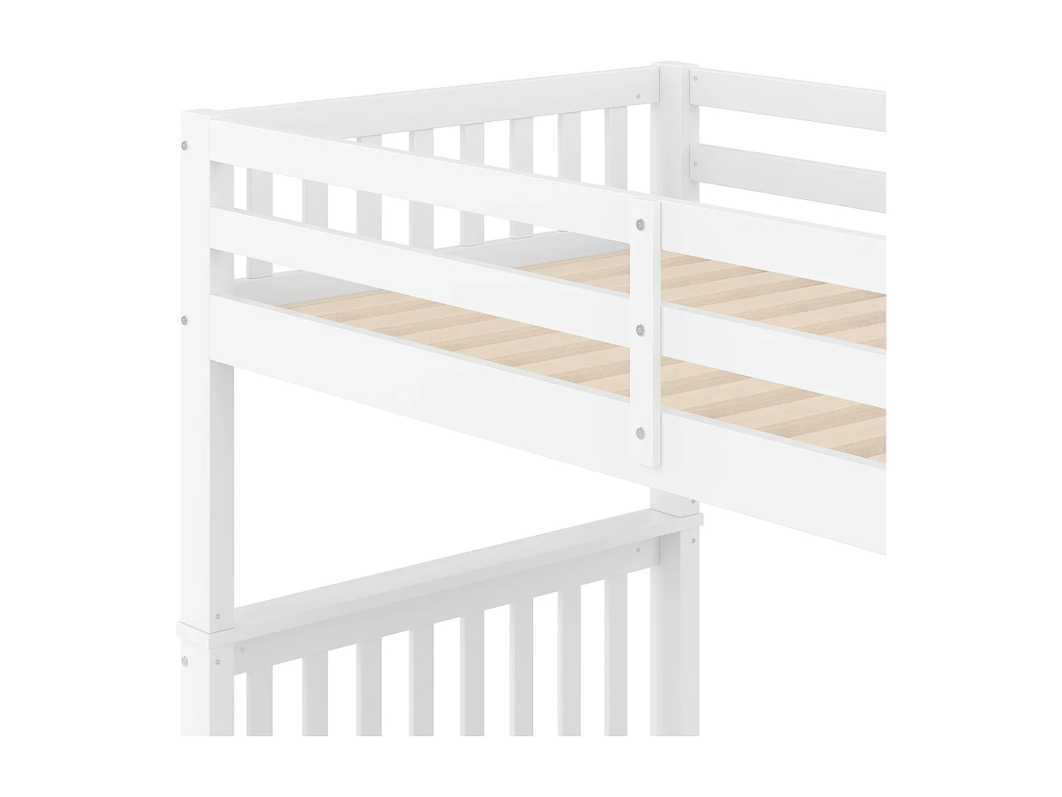 lit superposé 90X200cm , étagère d'escalier, équipé d'un lit à roulettes extensible, garde-corps haut, certifié EN747-1, blanc