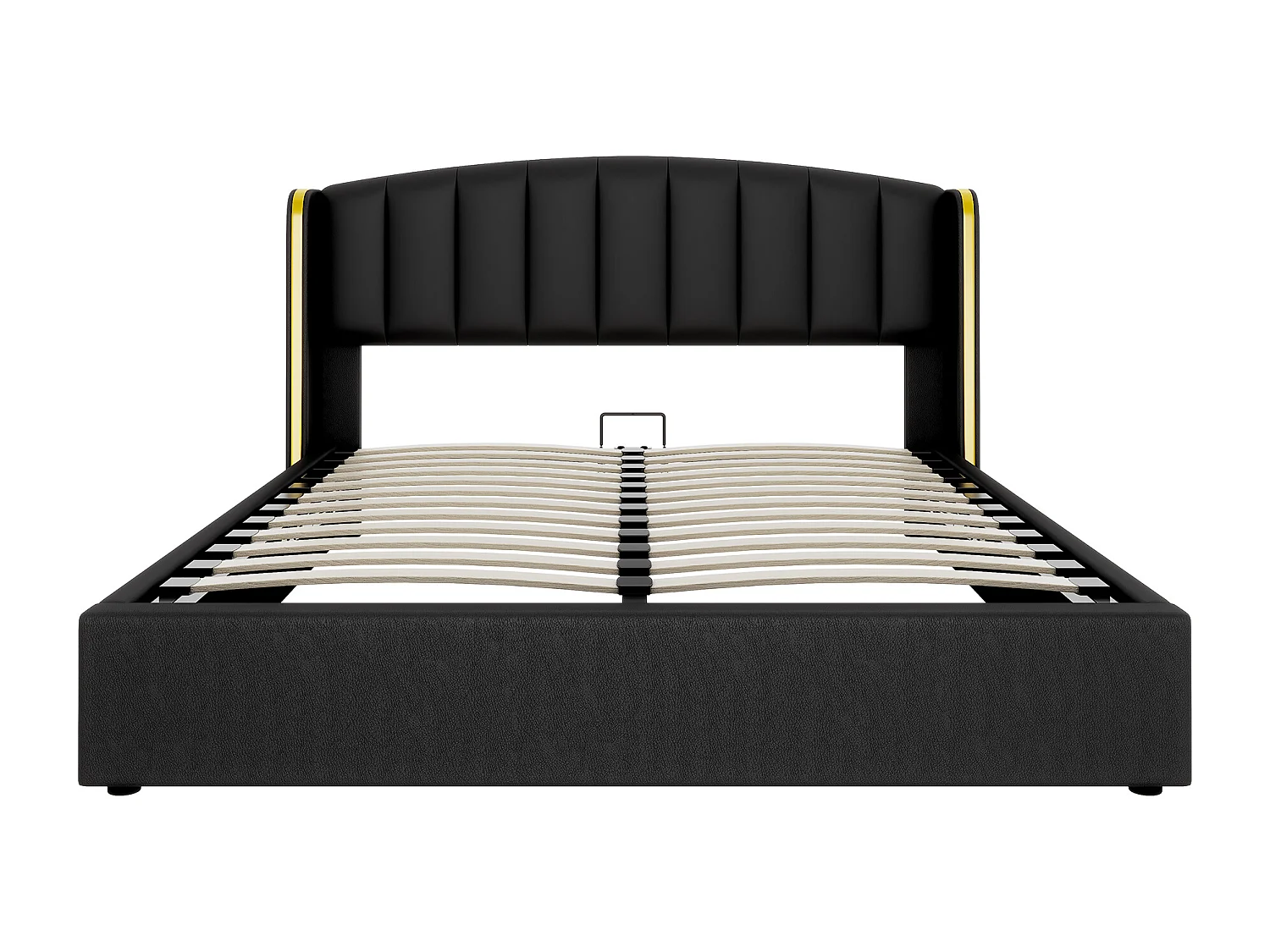 Lit rembourré Noir 180 * 200, boîte de rangement, pu, avec cadre à lattes et tête de lit, sans matelas