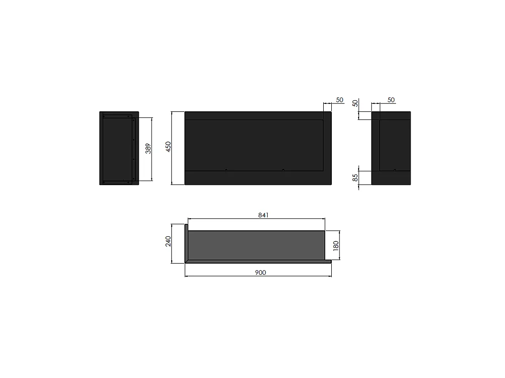 Cheminée au bioéthanol encastrable Corner 900 Left SimpleFire avec verre