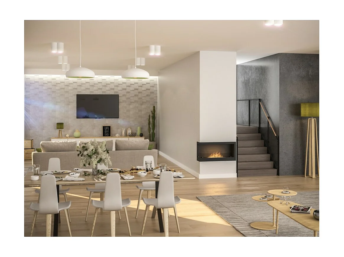 Cheminée au bioéthanol encastrable Corner 900 Left SimpleFire avec verre