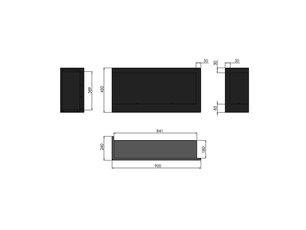 Caminetto a Bioetanolo Angolare Corner 900 Left SimpleFire da incasso con Vetro