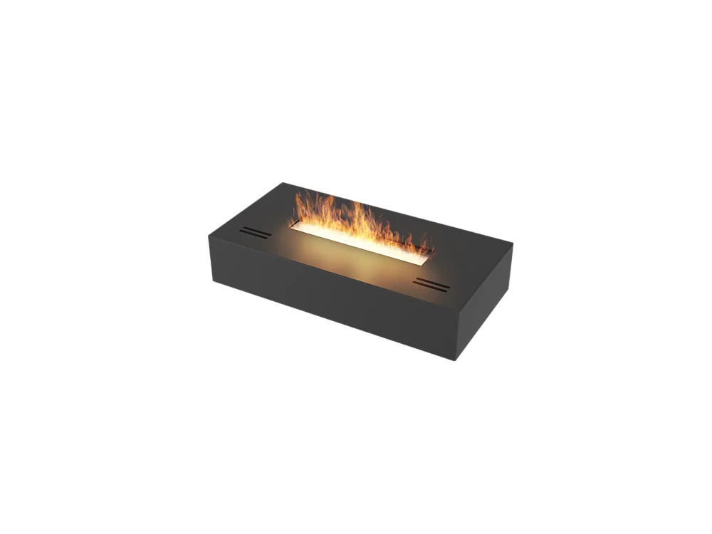 Brûleur au bioéthanol avec insert de plan de travail en acier inoxydable noir mat 40cm