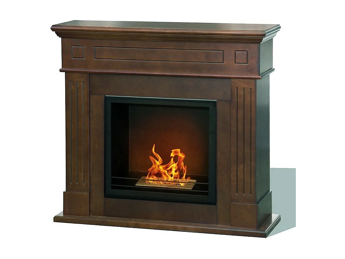 Lareira a bioetanol Biolareira de piso Cambridge em madeira marrom 110x37x102h