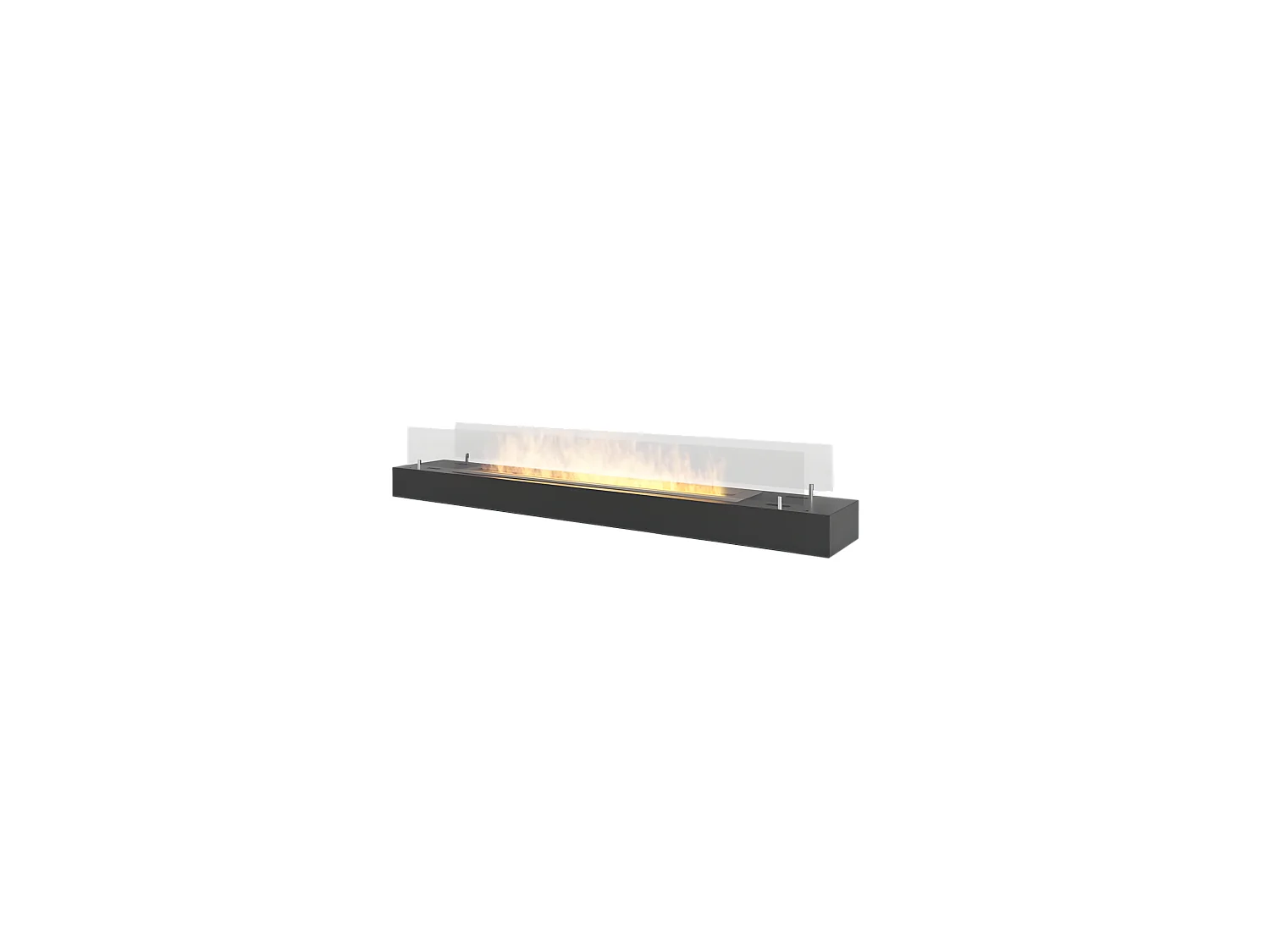 Brûleur au bioéthanol avec insert de plan de travail en inox noir mat 120cm avec verre