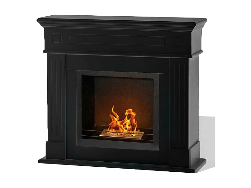 Chimenea de bioetanol Cambridge suelo bio-chimenea en madera negra 110x37xh.102 cm