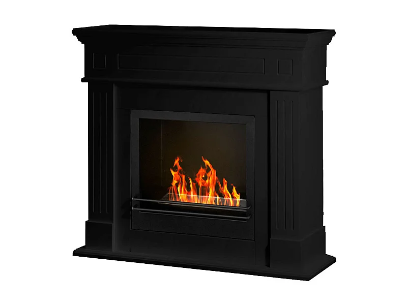 Cheminée au bioéthanol Cambridge au sol en bois noir 110x37x102h