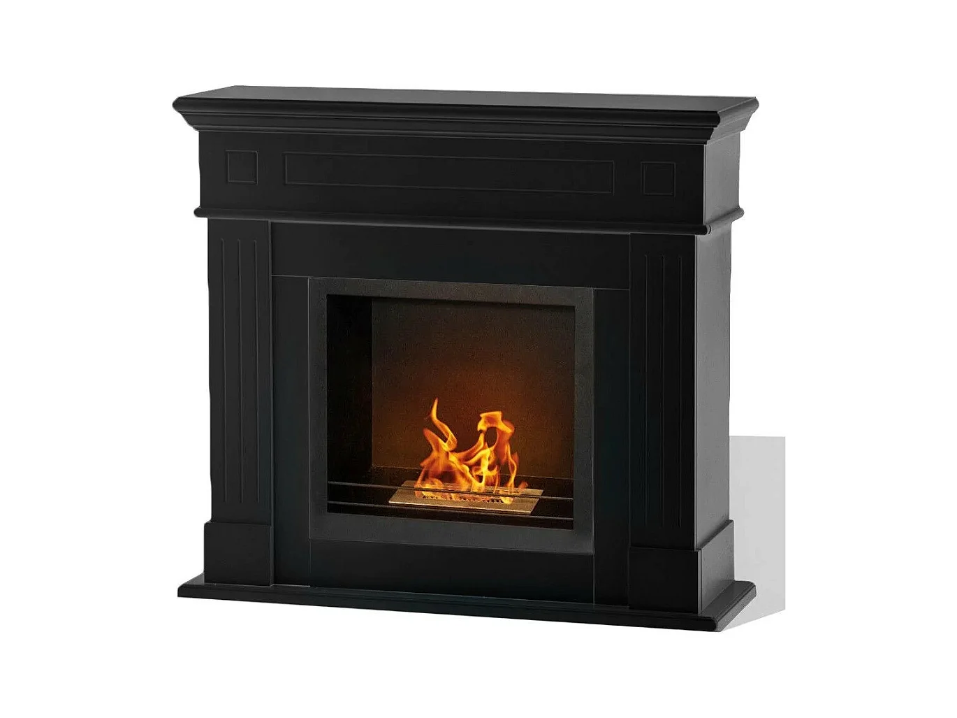 Cheminée bioéthanol Cheminée bio au sol Cambridge en bois noir 110x37xh.102 cm