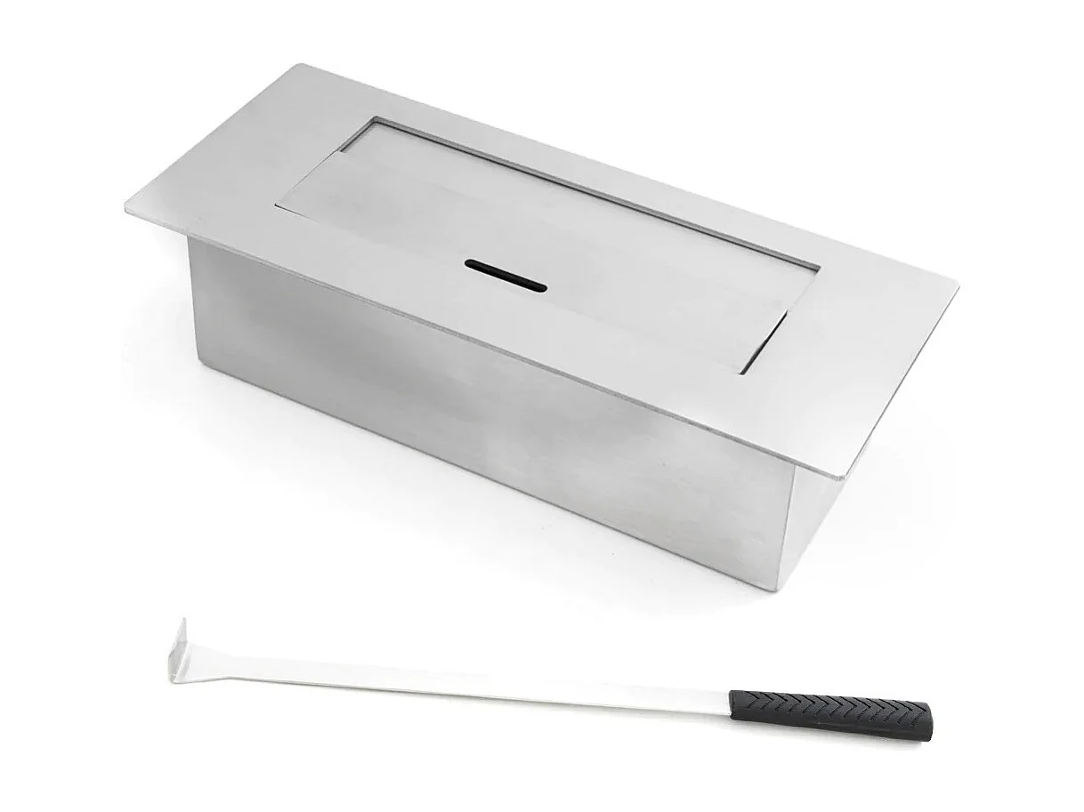 Cheminée bioéthanol Cheminée bio au sol Cambridge en bois blanc 110x37xh.102 cm