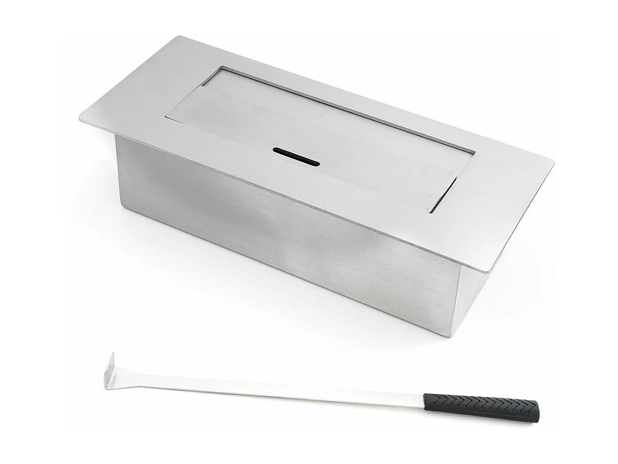 Cheminée bioéthanol Cheminée bio au sol Cambridge en bois blanc 110x37xh.102 cm