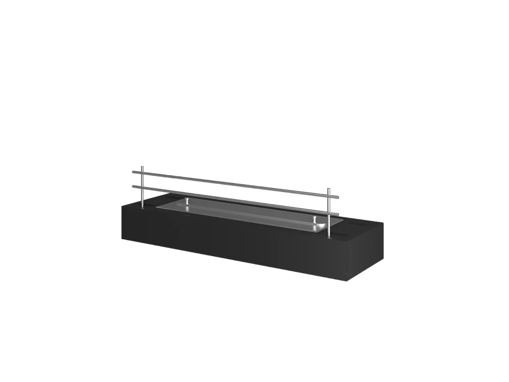 Brûleur au bioéthanol avec insert de plan de travail en inox noir mat 60cm avec grille