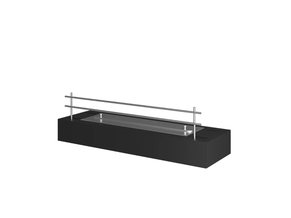 Bioethanolbrenner mit mattschwarzem Edelstahl-Arbeitsplatteneinsatz 60 cm mit Rost
