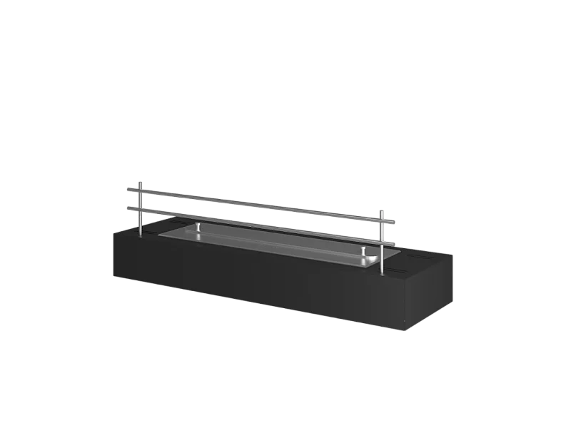 Quemador de bioetanol insertable de encimera negro mate en acero inoxidable de 60 cm con parrilla