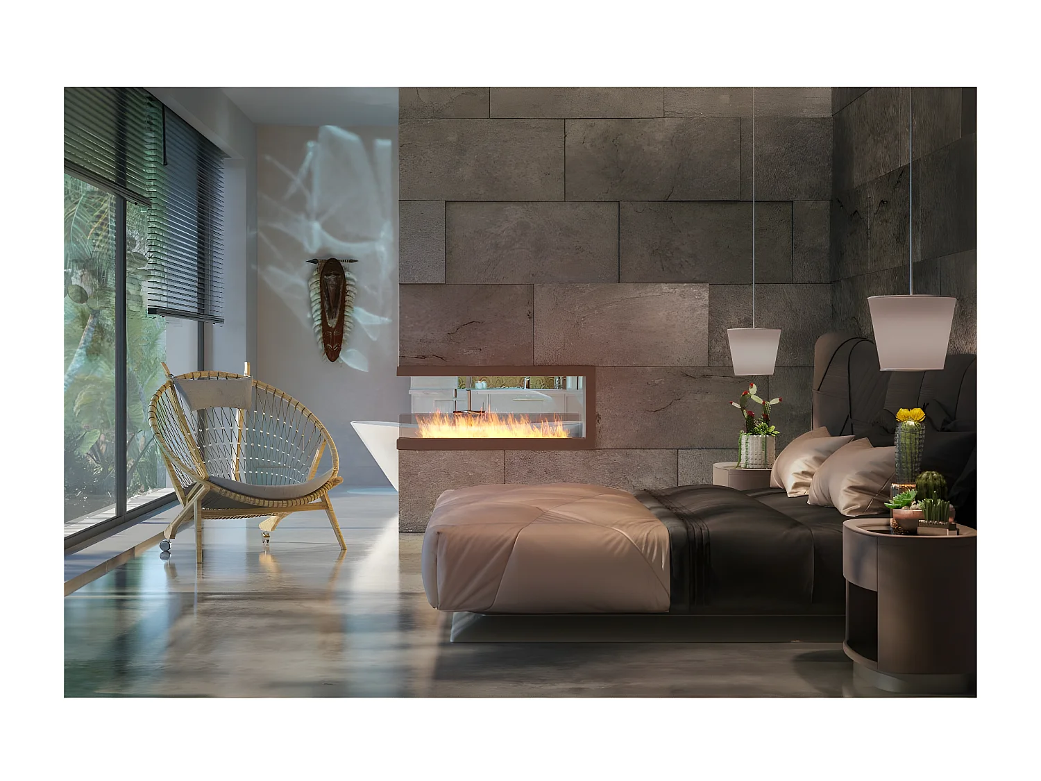 U1200 Design-Einbau-Bioethanolkamin mit offenem Glas auf 3 Seiten, 3-Liter-Brenner