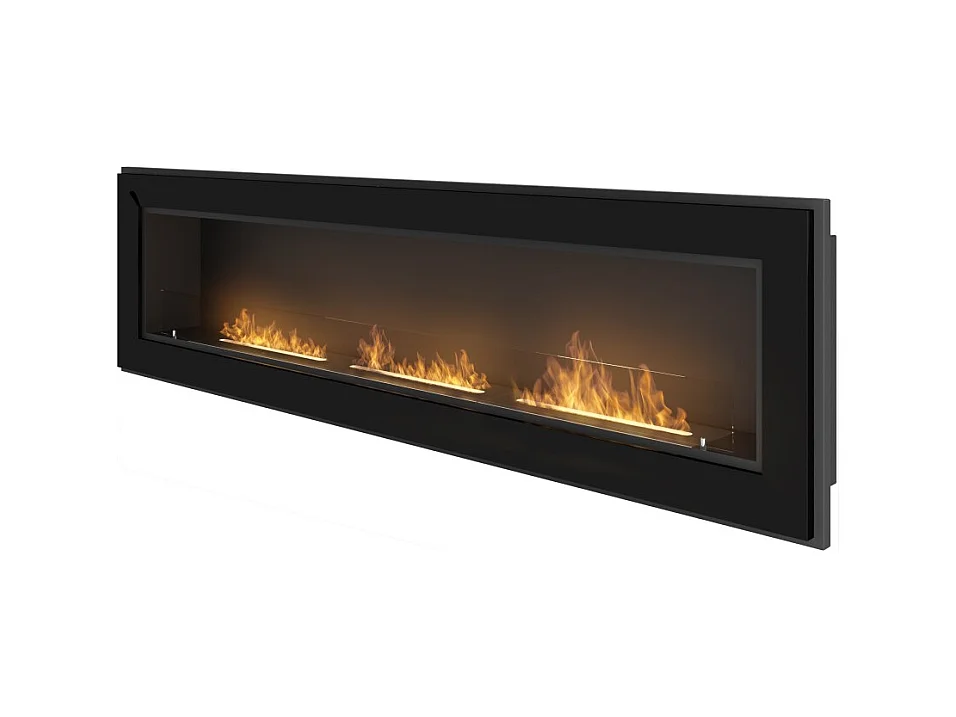 Cheminée au bioéthanol encastrable Frame 1800 SimpleFire avec verre noir