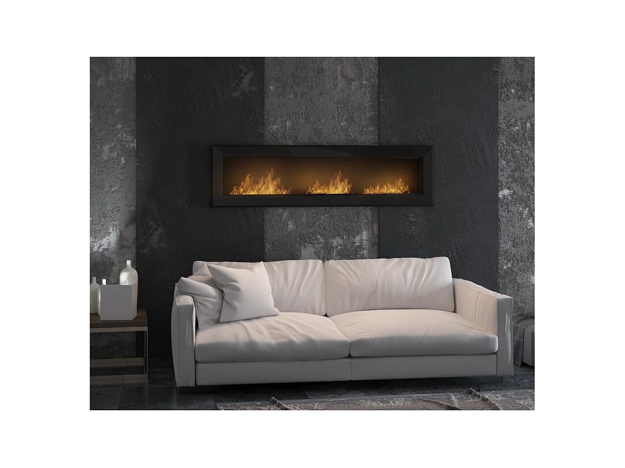 Cheminée au bioéthanol encastrable Frame 1800 SimpleFire avec verre noir