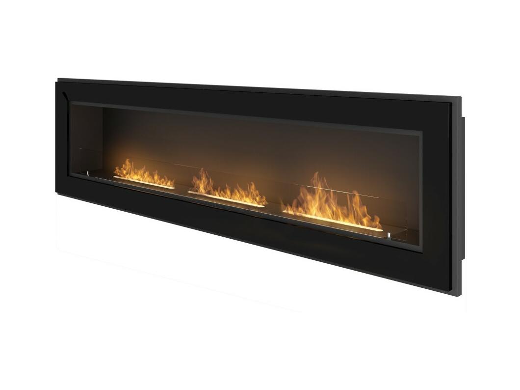 Lareira embutida a bioetanol Frame 1800 SimpleFire com vidro preto