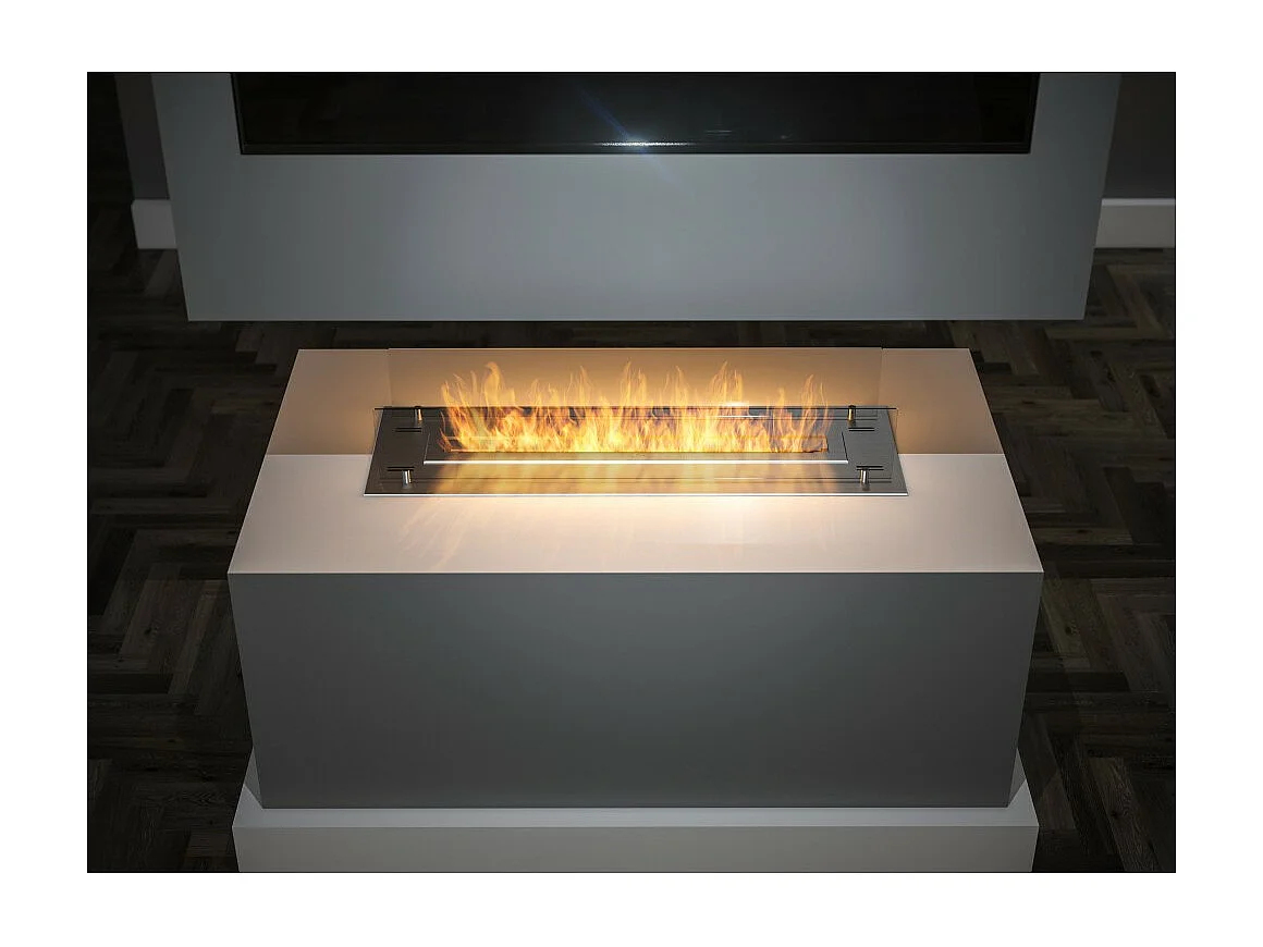 Bioethanol-Brennereinsatz/Halterung 100 cm aus Edelstahl mit Glas inklusive